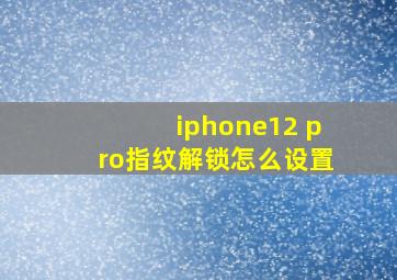 iphone12 pro指纹解锁怎么设置